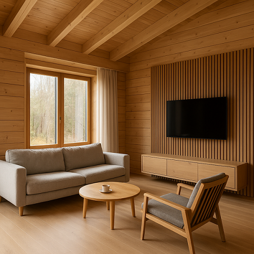 طراحی داخلی با چوب راش و نور طبیعی در بازسازی خانه